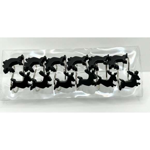 Black Deer Shower Curtain Hooks - Set Of 12 - Picture 1 of 6